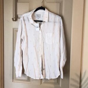 Rails linen blouse w gold Lightening bolts L NWT
